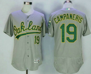 Men's Oakland Athletics #19 Bert Campy Campaneris Retired Gray Road Stitched MLB 2016 Flex Base Jersey
