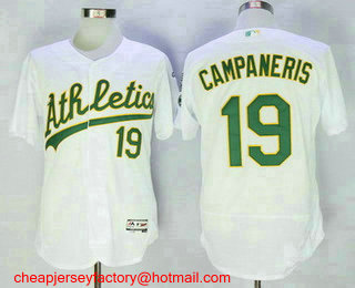 Men's Oakland Athletics #19 Bert Campy Campaneris Retired White Stitched MLB 2016 Flex Base Jersey