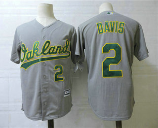 Men's Oakland Athletics #2 Khris Davis Grey Cool Base Jersey