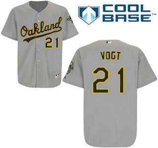 Men's Oakland Athletics #21 Stephen Vogt Gray Jersey