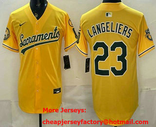Men's Oakland Athletics #23 Shea Langeliers Yellow Limited Jersey