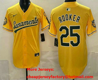 Men's Oakland Athletics #25 Brent Rooker Yellow Limited Jersey