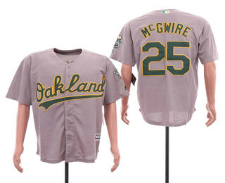Men's Oakland Athletics #25 Mark Mcgwire Gray Road Stitched MLB Cool Base Jersey