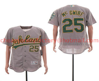 Men's Oakland Athletics #25 Mark Mcgwire Gray Road Stitched MLB Flex Base Jersey