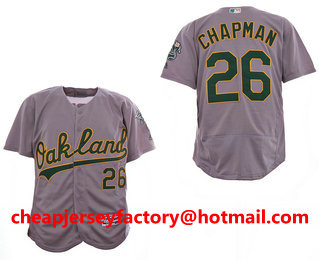Men's Oakland Athletics #26 Matt Chapman Gray Road Stitched MLB Flex Base Jersey