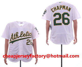 Men's Oakland Athletics #26 Matt Chapman White Home Stitched MLB Flex Base Jersey