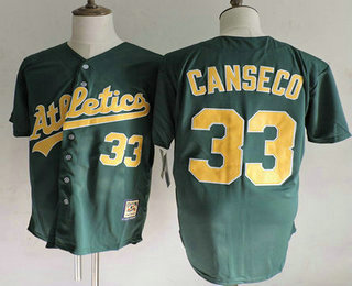 Men's Oakland Athletics #33 Jose Canseco 1997 Throwback Green Baseball Jersey size S-3XL