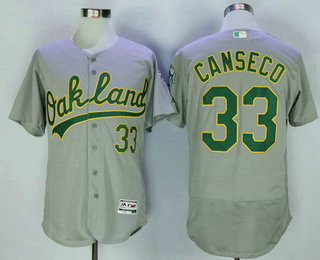 Men's Oakland Athletics #33 Jose Canseco Retired Gray Road Stitched MLB 2016 Flex Base Jersey