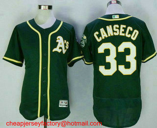 Men's Oakland Athletics #33 Jose Canseco Retired Green Stitched MLB 2016 Flex Base Jersey