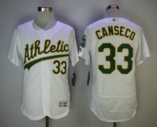 Men's Oakland Athletics #33 Jose Canseco Retired White Home Stitched MLB Majestic Flex Base Jersey