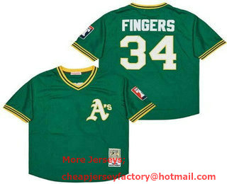 Men's Oakland Athletics #34 Rollie Fingers Green 1976 Throwback Jersey