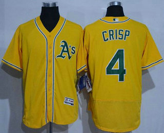 Men's Oakland Athletics #4 Coco Crisp Gold 2016 Flexbase Stitched Baseball Jersey