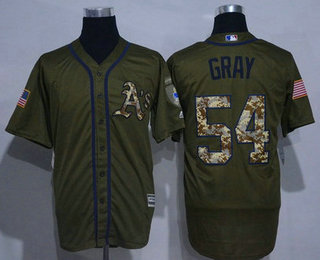 Men's Oakland Athletics #54 Sonny Gray Green Salute to Service Cool Base Stitched Baseball Jersey