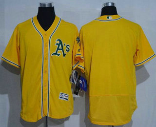 Men's Oakland Athletics Blank Gold 2016 Flexbase Stitched Baseball Jersey
