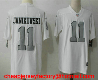 Men's Oakland Raiders #11 Sebastian Janikowski White With Silvery 2017 Vapor Untouchable Stitched NFL Nike Limited Jersey