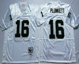 Men's Oakland Raiders #16 Jim Plunkett White Throwback Stitched NFL Jersey