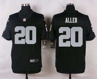 Men's Oakland Raiders #20 Nate Allen Black Team Color Stitched NFL Nike Elite Jersey