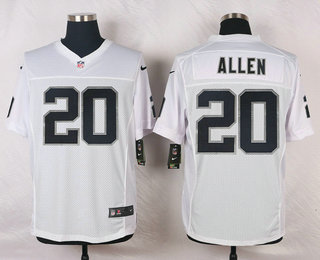 Men's Oakland Raiders #20 Nate Allen White Road Stitched NFL Nike Elite Jersey