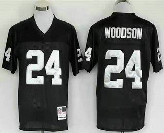 Men's Oakland Raiders #24 Charles Woodson Black Throwback Stitched Jersey