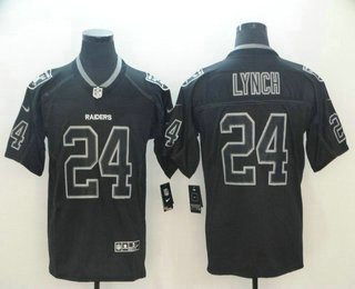 Men's Oakland Raiders #24 Marshawn Lynch 2018 Black Lights Out Color Rush Stitched NFL Nike Limited Jersey