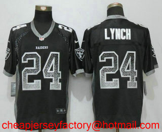 Men's Oakland Raiders #24 Marshawn Lynch Black Drift Stitched NFL Nike Fashion Jersey