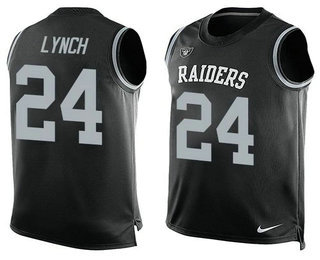 Men's Oakland Raiders #24 Marshawn Lynch Black Stitched Player Name & Number Nike NFL Tank Top Jersey