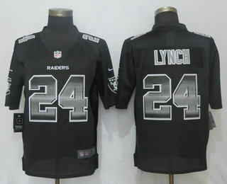 Men's Oakland Raiders #24 Marshawn Lynch Black Strobe Stitched NFL Nike Limited Jersey