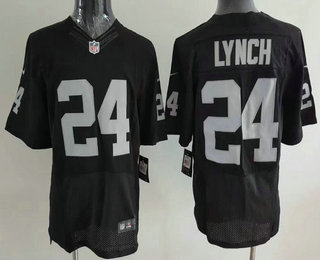 Men's Oakland Raiders #24 Marshawn Lynch Black Team Color Stitched NFL Nike Elite Jersey