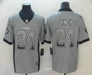 Men's Oakland Raiders #24 Marshawn Lynch Gray 2018 Fashion Drift Color Rush Stitched NFL Nike Limited Jersey