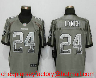 Men's Oakland Raiders #24 Marshawn Lynch Grey Drift Stitched NFL Nike Fashion Jersey