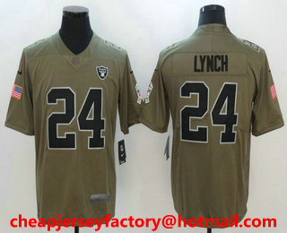 Men's Oakland Raiders #24 Marshawn Lynch Olive 2017 Salute To Service Stitched NFL Nike Limited Jersey