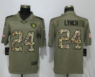 Men's Oakland Raiders #24 Marshawn Lynch Olive With Camo 2017 Salute To Service Stitched NFL Nike Limited Jersey