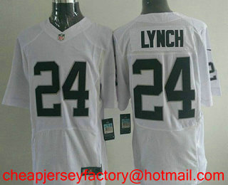 Men's Oakland Raiders #24 Marshawn Lynch White Road Stitched NFL Nike Elite Jersey