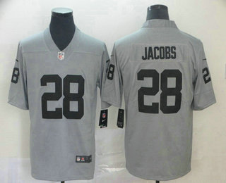 Men's Oakland Raiders #28 Josh Jacobs Grey 2019 Inverted Legend Stitched NFL Nike Limited Jersey