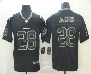 Men's Oakland Raiders #28 Josh Jacobs 2018 Black Lights Out Color Rush Stitched NFL Nike Limited Jersey