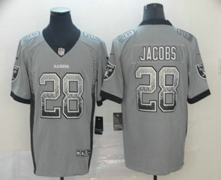 Men's Oakland Raiders #28 Josh Jacobs Gray 2018 Fashion Drift Color Rush Stitched NFL Nike Limited Jersey