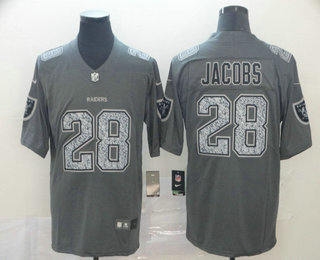 Men's Oakland Raiders #28 Josh Jacobs Gray Fashion Static 2019 Vapor Untouchable Stitched NFL Nike Limited Jersey