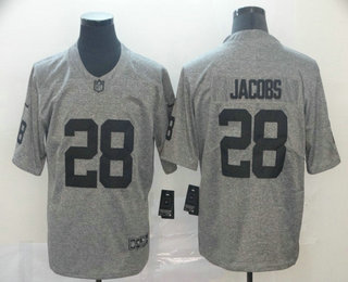 Men's Oakland Raiders #28 Josh Jacobs Gray Gridiron Stitched NFL Nike Limited Jersey