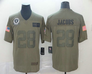 Men's Oakland Raiders #28 Josh Jacobs NEW Olive 2019 Salute To Service Stitched NFL Nike Limited Jersey