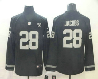 Men's Oakland Raiders #28 Josh Jacobs Nike Black Therma Long Sleeve Limited Jersey