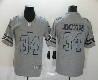 Men's Oakland Raiders #34 Bo Jackson 2019 Gray Gridiron Vapor Untouchable Stitched NFL Nike Limited Jersey