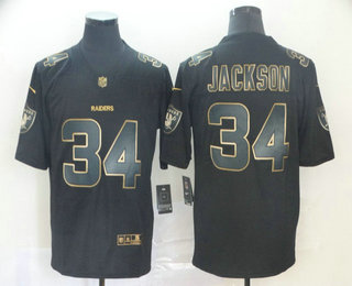Men's Oakland Raiders #34 Bo Jackson Black Gold 2019 Vapor Untouchable Stitched NFL Nike Limited Jersey