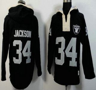 Men's Oakland Raiders #34 Bo Jackson Black Team Color 2015 NFL Hoody