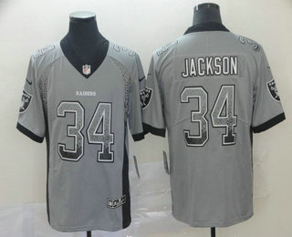 Men's Oakland Raiders #34 Bo Jackson Gray 2018 Fashion Drift Color Rush Stitched NFL Nike Limited Jersey