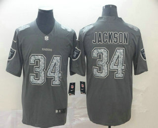 Men's Oakland Raiders #34 Bo Jackson Gray Fashion Static 2019 Vapor Untouchable Stitched NFL Nike Limited Jersey