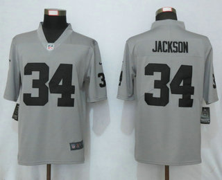 Men's Oakland Raiders #34 Bo Jackson Grey 2019 Inverted Legend Stitched NFL Nike Limited Jersey