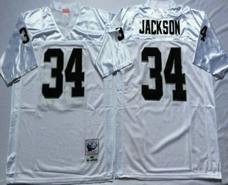 Men's Oakland Raiders #34 Bo Jackson White Throwback Stitched NFL Jersey