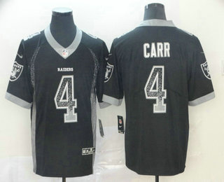 Men's Oakland Raiders #4 Derek Carr Black 2018 Fashion Drift Color Rush Stitched NFL Nike Limited Jersey