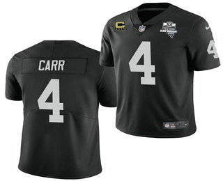 Men's Las Vegas Raiders #4 Derek Carr Black C Patch 2017 Vapor Untouchable Stitched NFL Nike Limited Jersey