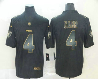 Men's Oakland Raiders #4 Derek Carr Black Gold 2019 Vapor Untouchable Stitched NFL Nike Limited Jersey
